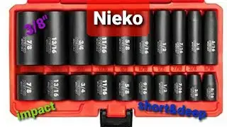 NEIKO 02434A 3/8&rdquo; Drive Standard and Deep SAE Impact Socket Set | 20 Pieces&nbsp;
