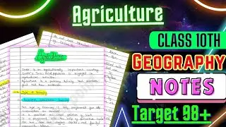 Agriculture Notes Class 10 CBSE | Toppers Handwritten Notes Geography Chapter 4  @Edustudy_point