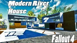 Modern River House Tour  and Fireplace build(Fallout 4)