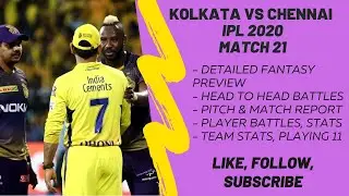 IPL 2020- KKR vs CSK- BEST Fantasy Preview, Player Battles, Team Stats - Kolkata vs Chennai- GAME 21