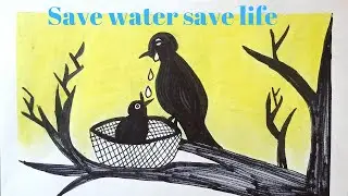 How to draw save water save earth poster drawing step by step#save nature Drawing easy