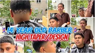 🇩🇪 💈14 Year Old Barber💈 HIGH TAPER/DESIGN Berlin
