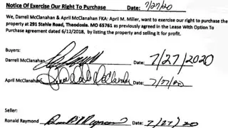 Amended Contract Lease to Purchase Notice of Exercise our Right to Purchase