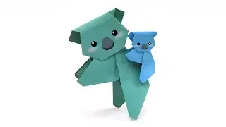 Very easy Origami Koala - Easy Origami Tutorial  - How to make an origami koala