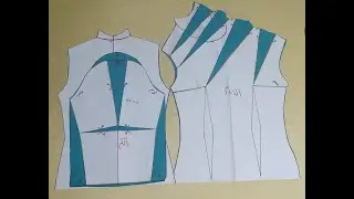 تصريف بنسه الجنب لعمل باترون موديل بلوزه بكسرات علي الكتف وكم منفوخ.