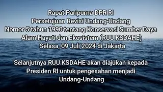 Persetujuan DPR RI Revisi UU No 5 Tahun 1990 ttg Konservasi SDA Hayati & Ekosistem (KSDAHE) 9/7/2024