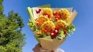 Smiling Sunflowers Crochet Flower Bouquet #handmade #crochet #gift #hypoallergenic #newyear 