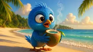 “The Tiny Blue Bird and the Cozy Beach Adventure”“ছোট্ট নীল পাখির বুদ্ধির জাদু 😍 |