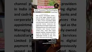 CHANGE IN MANAGEMENT.AGS Transact Technologies Limited  #options strategy#optionsbuyingstrategy#