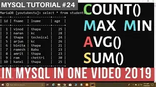 MySQL #24: SQL Aggregate functions in One Video Hindi | COUNT(), MAX(), MIN(), AVG(), SUM() IN SQL