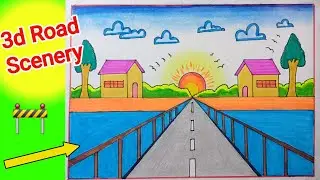 How to draw 3d scenery | 3d scenery drawing step by step | #drawing #trending #scenery #viralvideo |