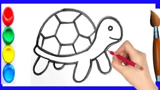 Tortoise drawing for beginners । Tortoise painting video । Kids drawing step by step । कछुआ का चित्र