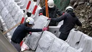 Японская технология восстановления берега крупными блоками | Ликвидация последствий тайфуна Часть 3