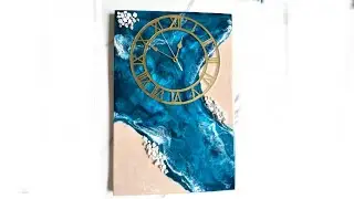 How to make a resin art abstract seascape clock