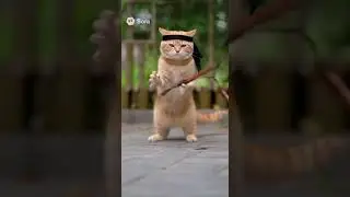 Cat with nun chucks 🥋🥋🥋🐱 #likeandsub #freecat #AI-SkyLight