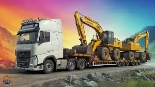 ETS2 Moving heavy machinery to remote construction site