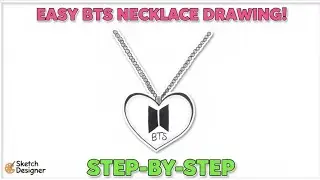 BTS Heart Necklace Drawing | Easy BTS Drawing Step-by-Step | Bts Drawing Easy For Beginners ✏️💜