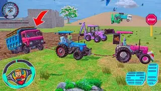 🔴 Dumper truck in deep mud 😭 Rescue Mission by Tractor JCB Off-Road Challenge in #games 