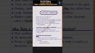The Indian Constitution | Class 8 Civics | Handwritten notes | NCERT | CBSE | #shorts