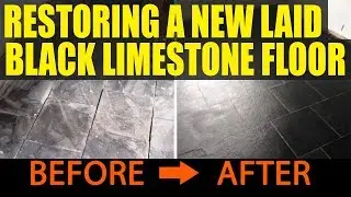 Restoring a new laid black Limestone floor in Pillerton Hersey