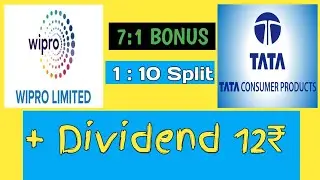 Wipro &bull; Tata consumer products + 7 Stocks Declared High Dividend, Share Bonus & Split With Ex Date's