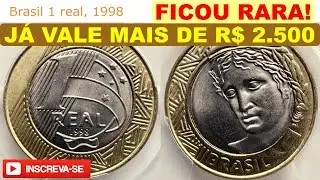 MOEDA DE 1 REAL DE 1998 (Sem Contorno) - DIF&Iacute;CIL e VALIOSA✨ VALORES (Scarce Brazilian Coin 1998) 🤑💰🔝