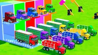 Garage with Colors - ALL MIXER TRUCK WITH DOUBLE FLATBED TRAILER TRUCK, FREIGHTLINER, MERCEDES, SCAN