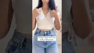 Fashion Hack to fix deep neck tops #fashionhacks #deepnecktop #ribbon #bow #stylinginspo #grwm #hm