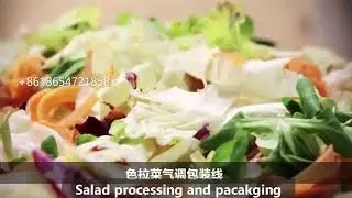 Salad processing and packaging line with nitrogen filling to keep vegetables fresh