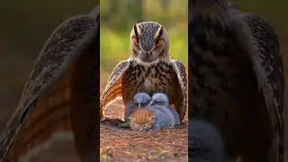 Mother Owl Protects the Little Kitten and Her Brave Journey Begins #animals #nature #cute
