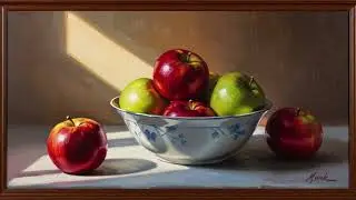 Framed Tv Art Screensaver Painting | Apples | Oil Painting | 10 Hours | TV Wallpaper