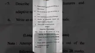 MJPRU question paper.  Msc zoology 3rd sem(chordata)