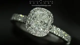 Halo Engagement Ring with Cushion Cut Diamond | London, Hatton Garden
