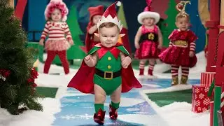 Christmas kids AI fashion show, Cute Baby's Christmas dress Fashion show #ai #cutebaby #christmas