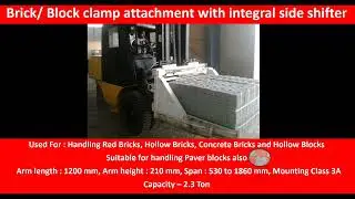 Brick/Block Clamp Attachment with integral side shifter #forkliftattachment