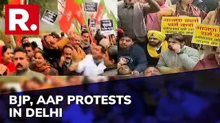 Delhi: AAP protests Outside L-G's Residence; BJP Stages Counter Protest | BJP vs AAP