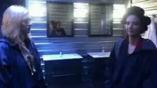 Courtney ford & Jes macallan & Tala ashe in bathroom on set Legends of tomorrow season 5 #5