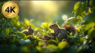 Peaceful Forest Life 4K &ndash; Relaxing Close-Up of Cute Animals with Soft Nature Sounds