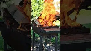 Firestarter with beehive frames #bees #beeremoval