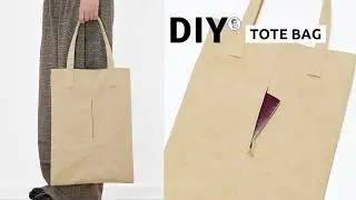 DIY Minimalist Tote Bag | Hidden Zipper Pocket Sewn Into Front Seam