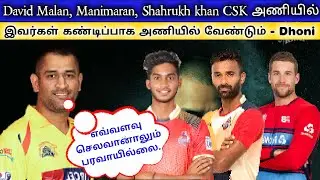 CSK 2021 IPL Auction Strategy | David Malan, Manimaran Siddharth, Shahrukh khan CSK அணியில்| IPL2021