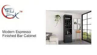 Wooden Bar Cabinet: Modern Espresso Finished Bar Cabinet