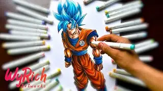 [ASMR] Drawing GOKU SUPER SAIYAN BLUE - Dragon Ball Super | WyRich #asmr #goku