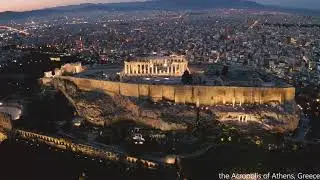 Drone flight around the Acropolis of Athens, Greece