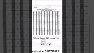 Check your STS Result official Key held on 13-6-2023