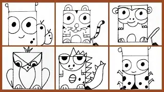 How To Draw Animal Clipart Made From a Basic Square- Creative Easy & Fun Drawing Tricks -02