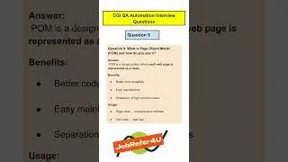 CGI SDET / QA Interview Question | Shorts 9 #jobrefer4u #qainterviewquestions #qainterview