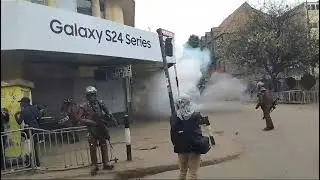 Anti - riot police running battles with protesters in Nairobi CBD