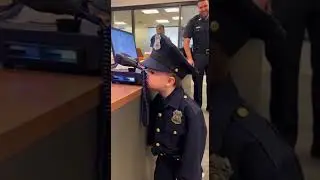 Tiny Officer Tried to Control the Radio FAILED 😂 #FunnyKids #ToddlerLogic #CuteBaby #PoliceStation