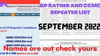 gp rating repeater list sept  2022 | CCMC repeater list sept 2022 | names is gp rating repeater 2022